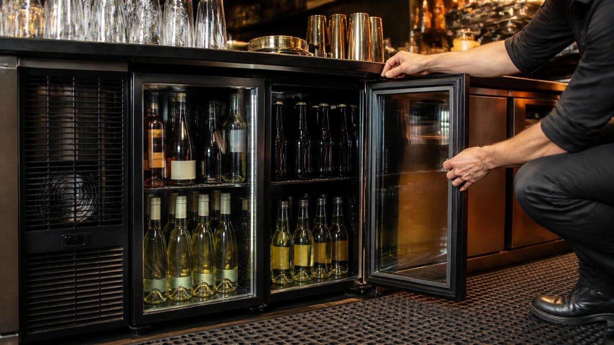 Beverage cooler in a commercial setting