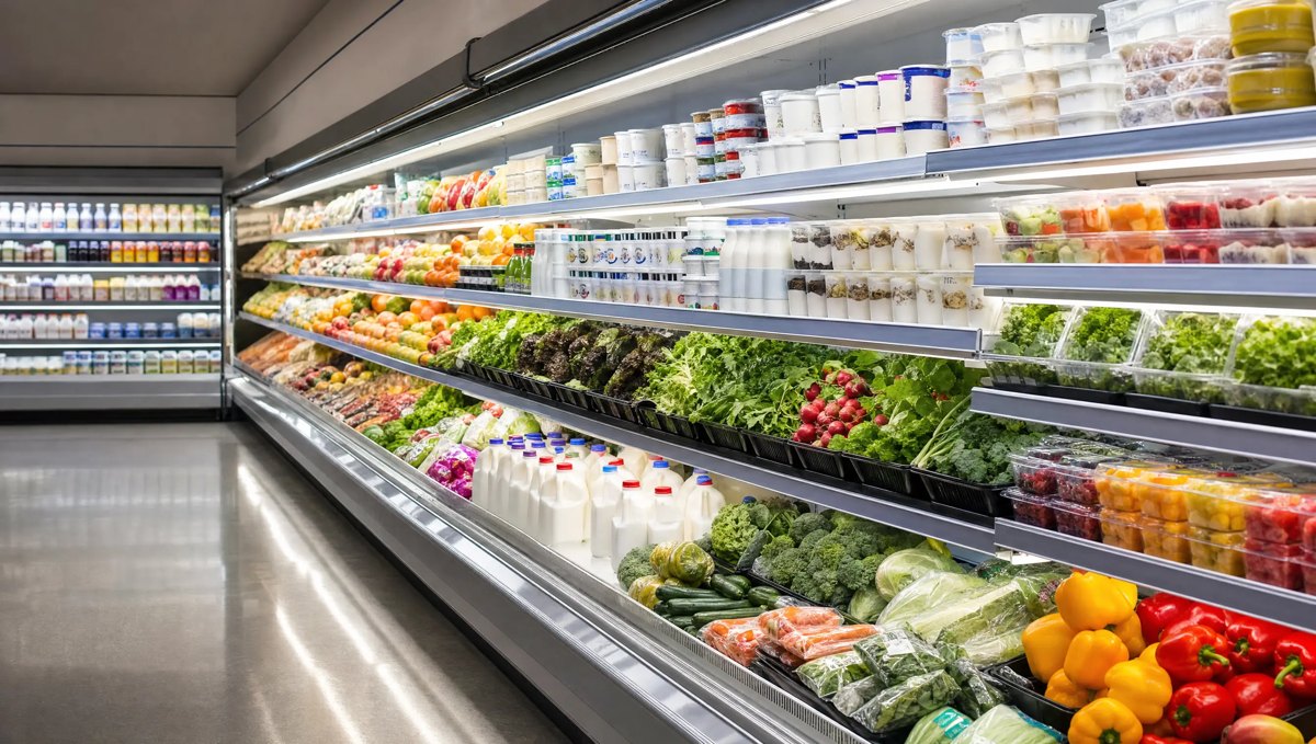 Refrigerated grocery display cases