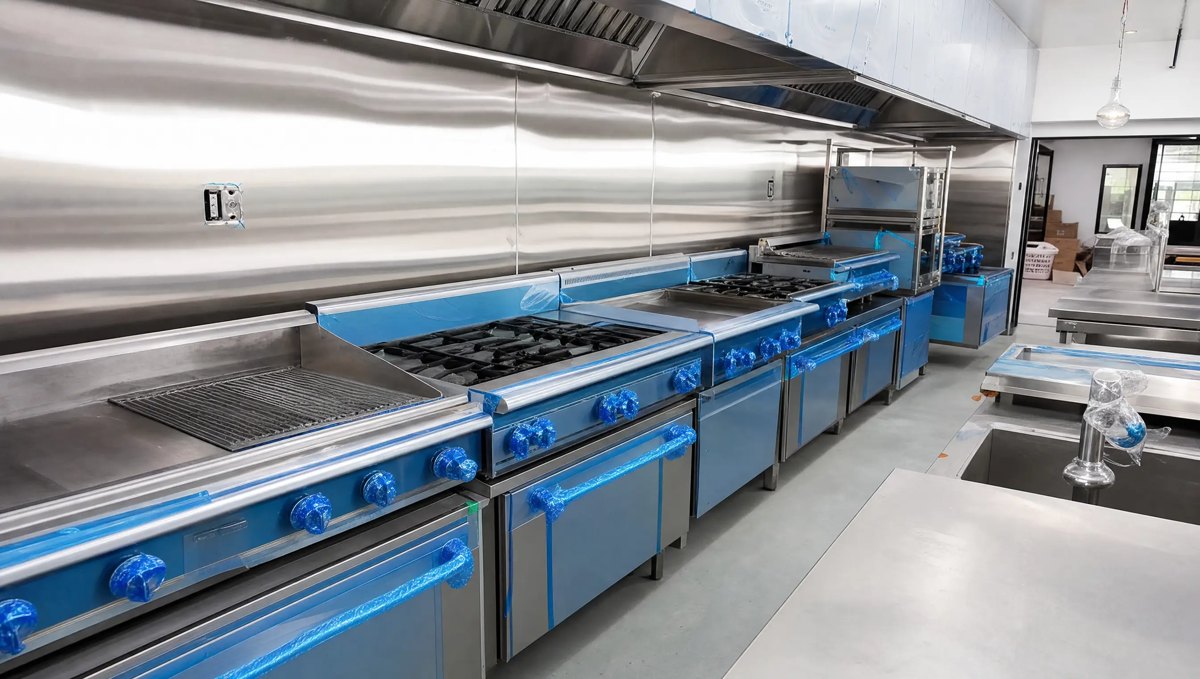 New commercial kitchen equipment being installed